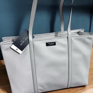 NWT $298 Kate Spade Sam Icon Large Tote  STONY BEACH light grey